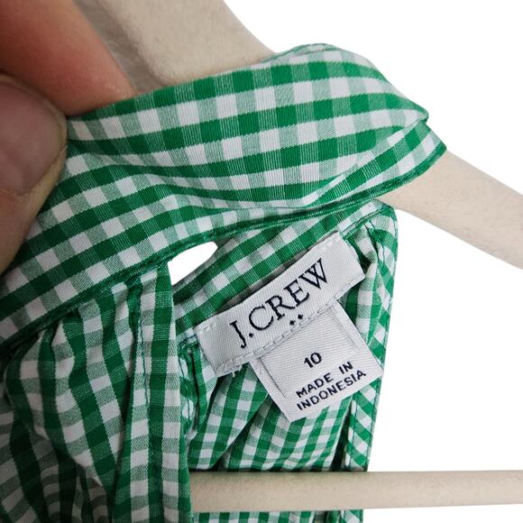 J Crew Tank Top Halter Tank Top High Neck Tank Top Gingham Top 10 Green White - Picture 6 of 8